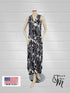Sheath Silhouette V-Neckline Side Slit Maxi Dress - D052
